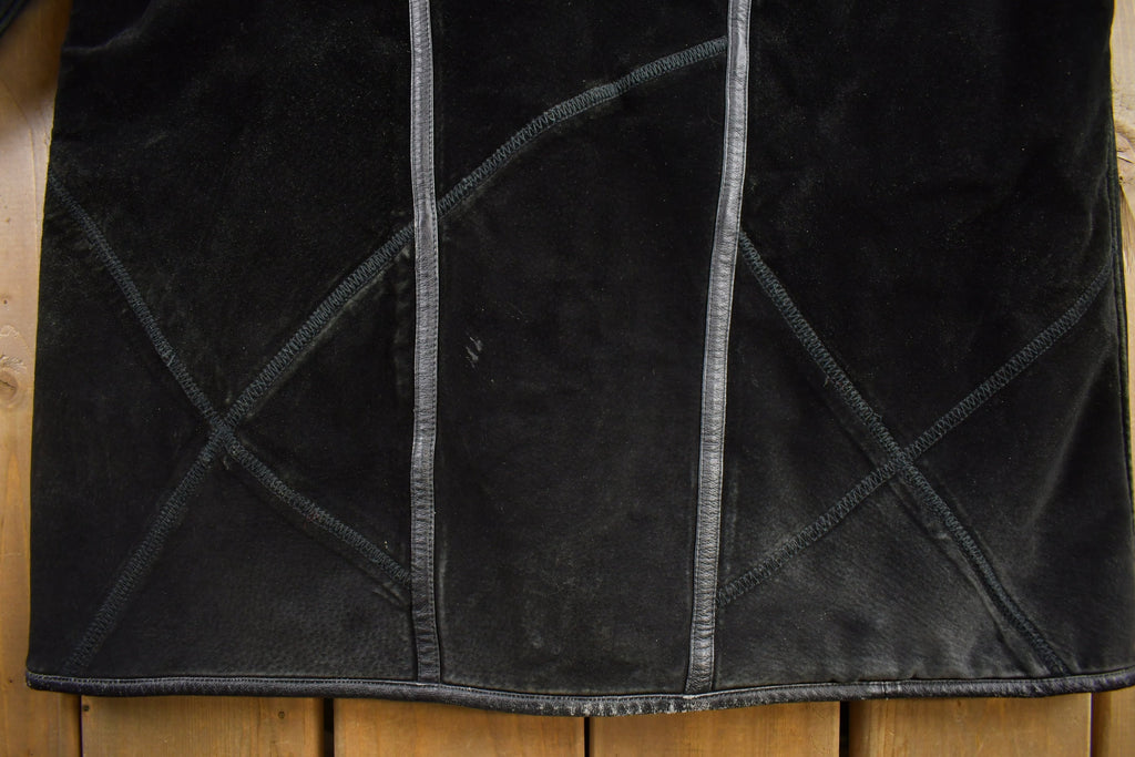 Vintage 1980s Sequence Authentic Black Shearling Fur Jacket