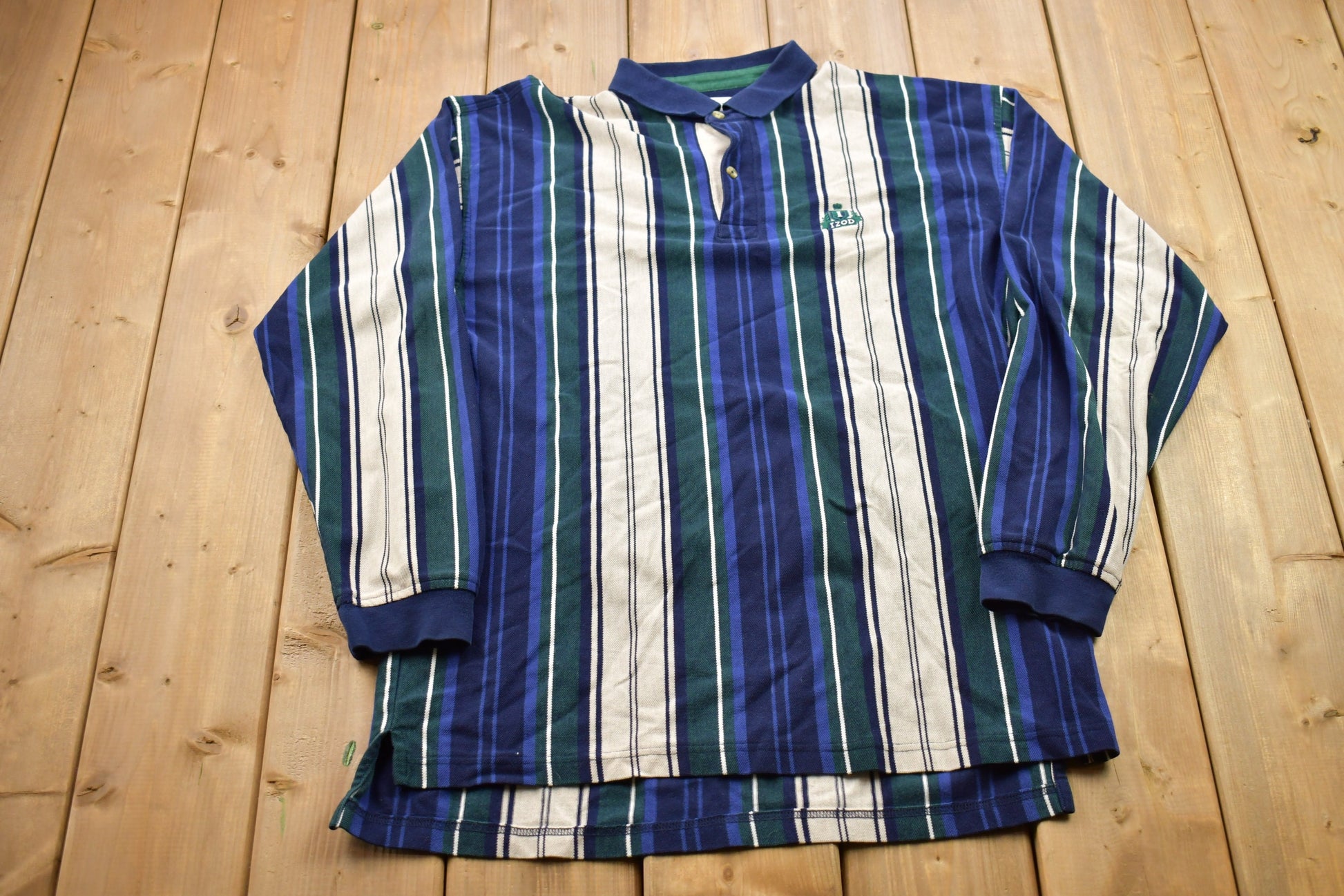 Vintage 1990s Vertical Striped Quarter Button Up Rugby Shirt