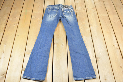 Vintage Y2K Miss Me Bedazzled Low Rise Jeans Size 26x32 / Boot Cut Jeans / Y2K Style / Embroidered Jeans / 2000s / Contrast Stitching