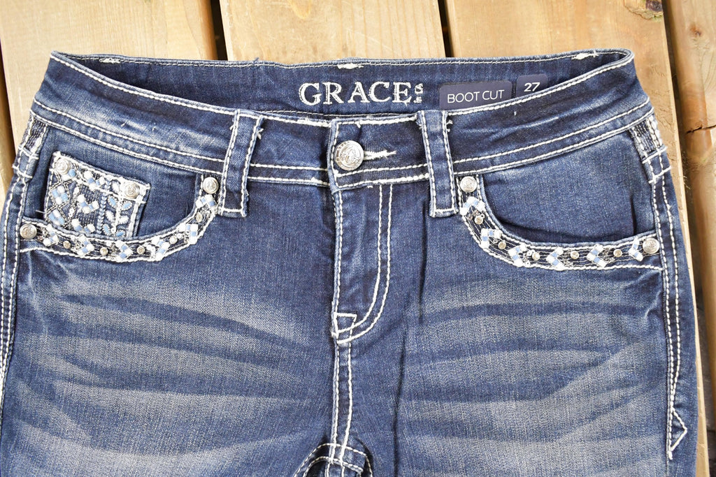 Vintage Deadstock Y2K Grace LA Bedazzled Low Rise Jeans Women's Size 27 x 31