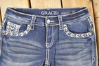 Vintage Deadstock Y2K Grace LA Bedazzled Low Rise Jeans Women's Size 27 x 31