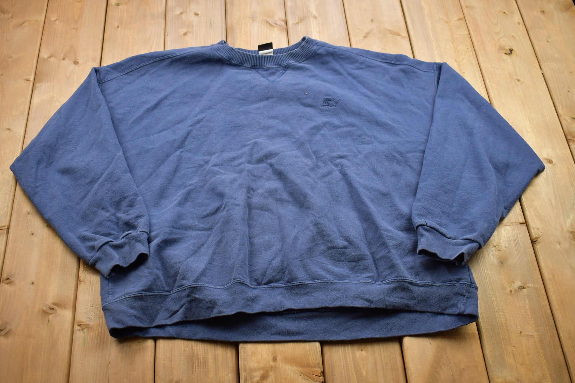 Vintage 1990s Blank Navy Blue Starter Crewneck Sweatshirt