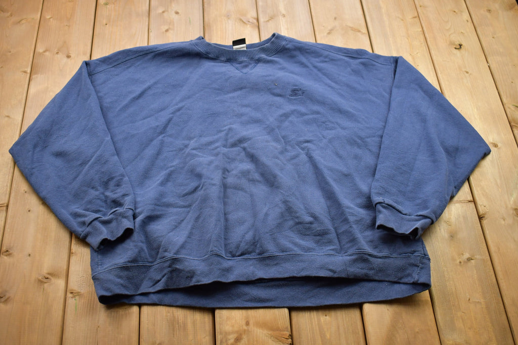 Vintage 1990s Blank Navy Blue Starter Crewneck Sweatshirt /