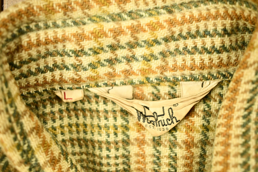 Vintage 1950s Woolrich Hounds Tooth Button Up Wool Hunting Jacket