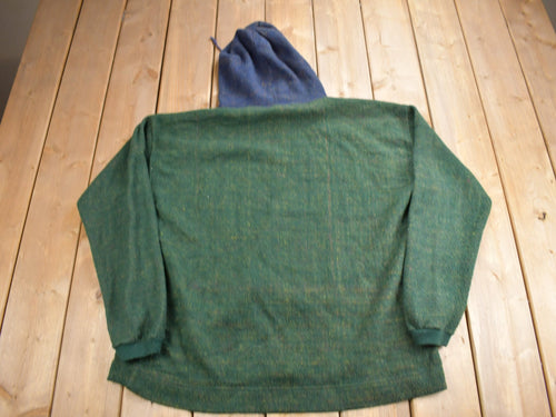 Vintage 1990s Michael Gerald Quarter Zip Striped Hoodie / 90s Hoodie / Vintage Sweater / Color Block / Size XLT