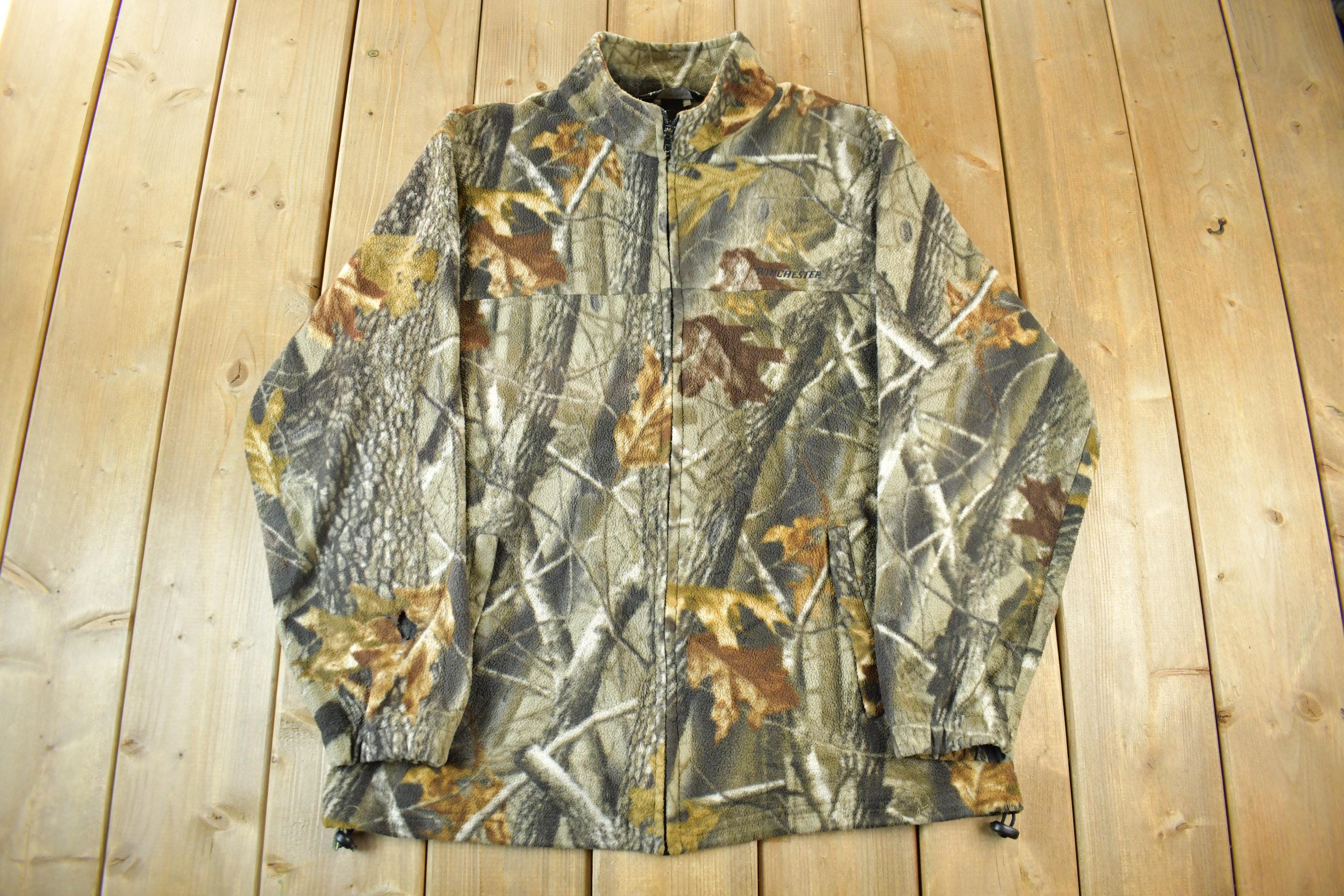 Vintage 1990s Winchester Tree Camo Zip Up Fleece Sweater Jacket Men's Large