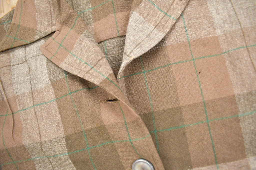 Vintage 1970s Pendleton Plaid Button Up Blazer Shirt
