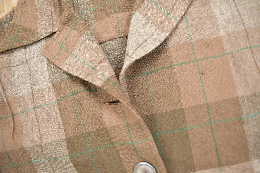 Vintage 1970s Pendleton Plaid Button Up Blazer Shirt