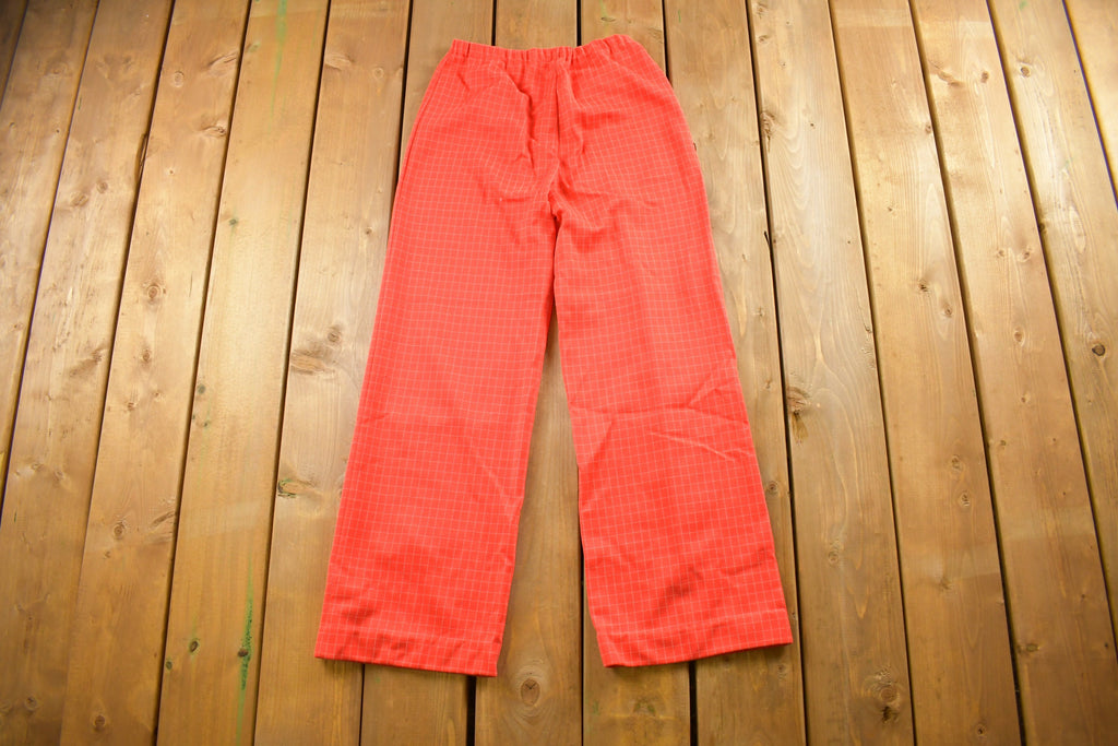 Vintage 1970s Red Plaid Trousers Size 25 x 26.5