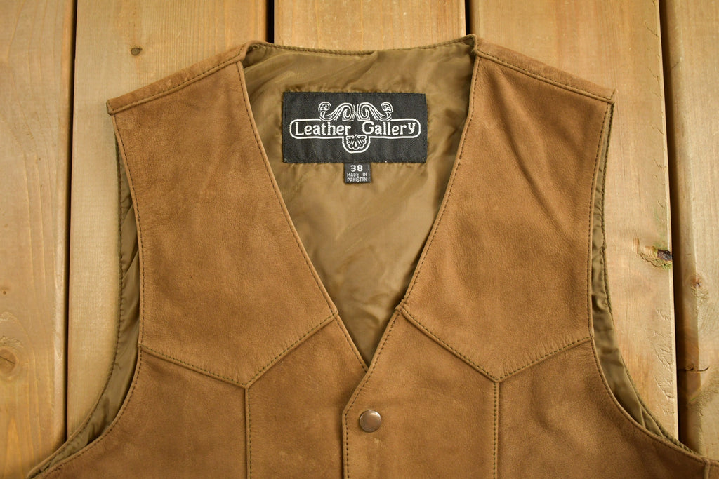 Vintage 1990s Leather Gallery Leather Western Vest