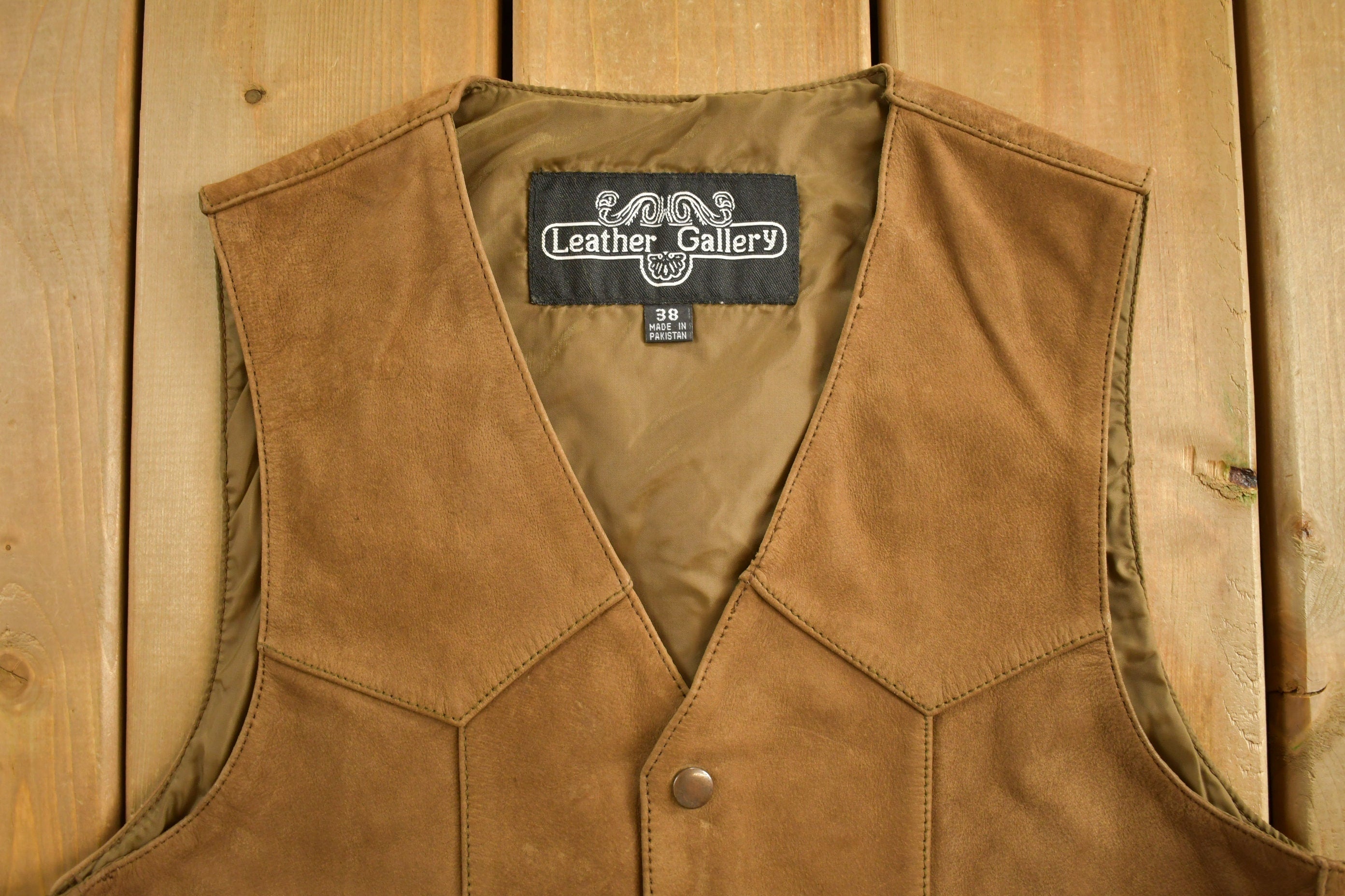 Vintage 1990s Leather Gallery Leather Western Vest
