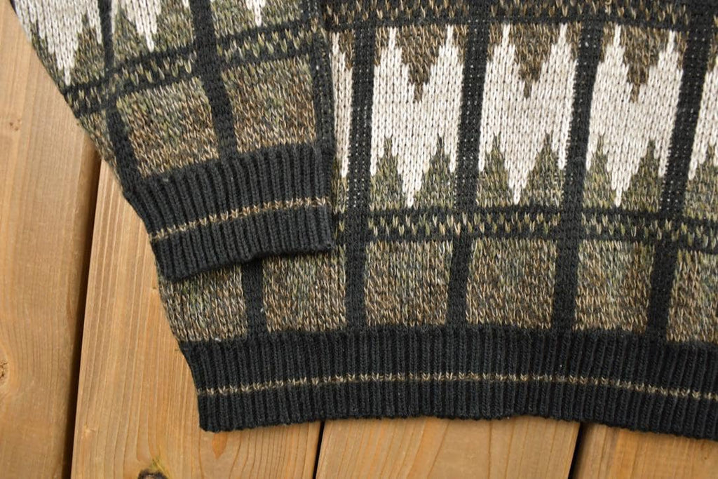 Vintage 1990s Intersect Knit Abstract Pattern Crewneck Sweater