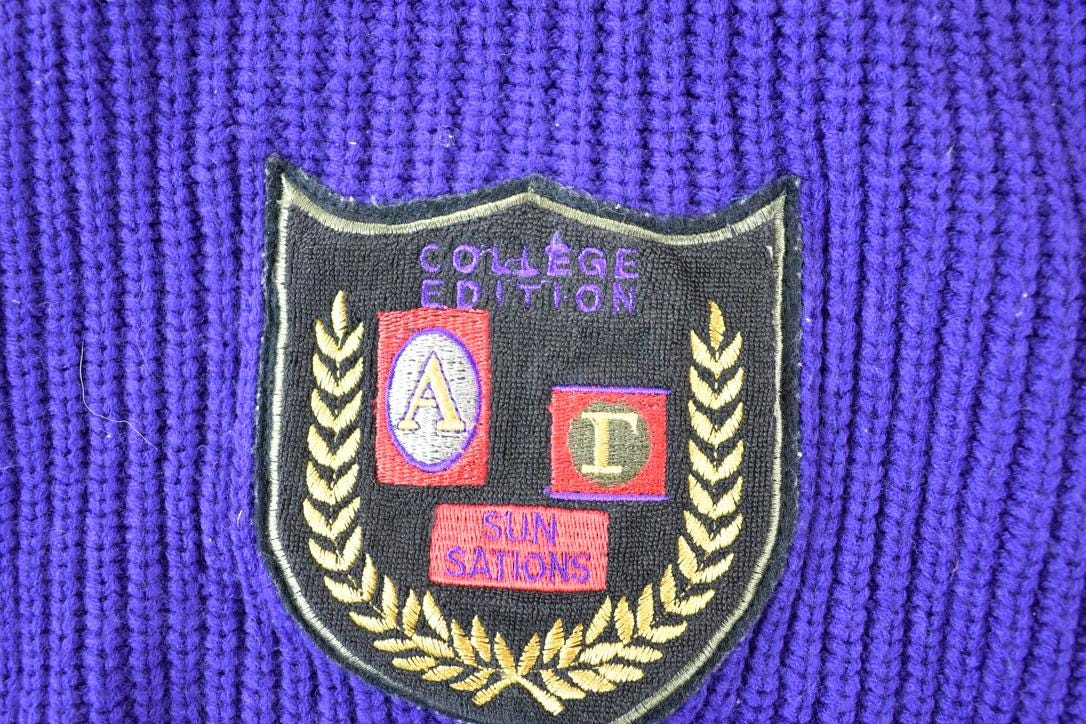 Vintage 1990s Sunsations College Edition Knit Abstract Pattern Crewneck Sweater
