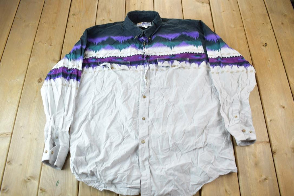 Vintage 1980s Alamosa South Western Style Button Down Shirt