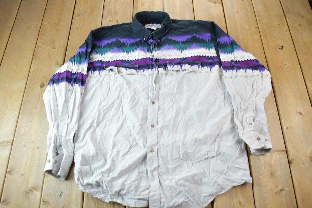 Vintage 1980s Alamosa South Western Style Button Down Shirt