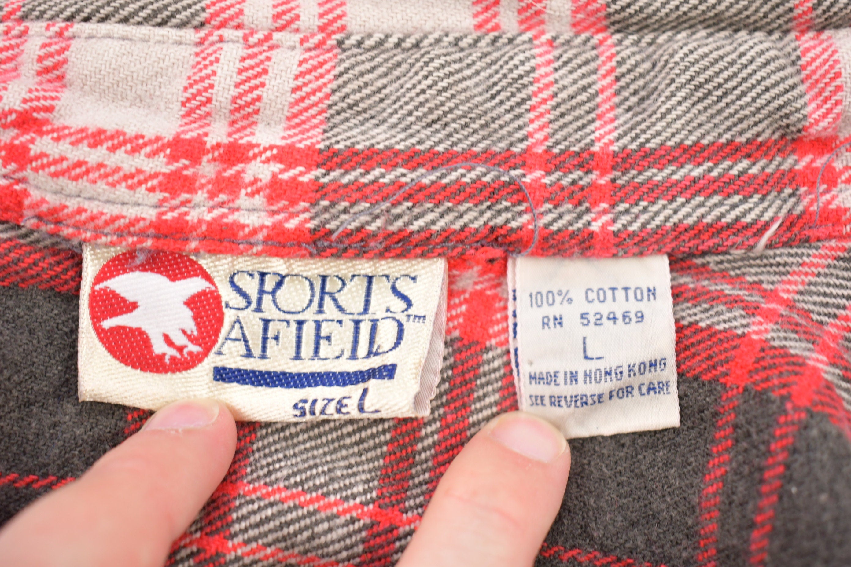 Vintage 1990s Sports Afieid Plaid Flannel Button Up Shirt