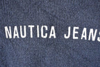 Vintage 1990s Nautica Jeans Company Screen Print Knit Crewneck Sweater Women's L / 90s Knitted Sweatshirt / Vintage Preppy Knits