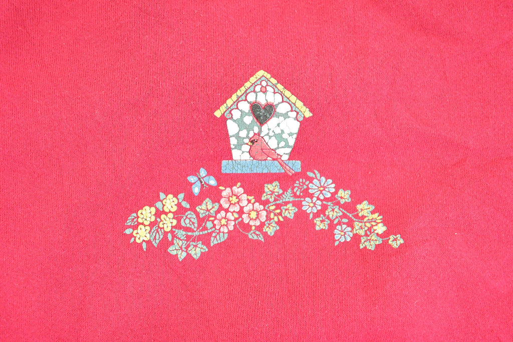 Vintage 1990s Morning Sun Cardinal Birdhouse Souvenir Collared Sweatshirt Womens XL / 90s Crewneck / Travel Vacation Sweater
