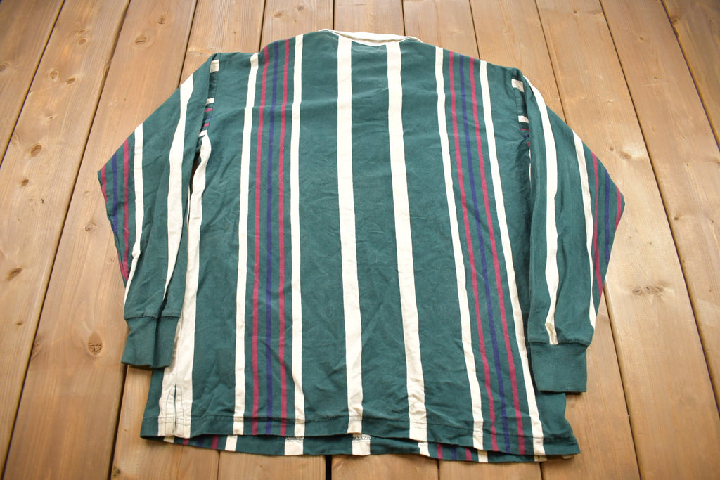 Vintage 1990s Iban Vertical Stripes Collared Shirt