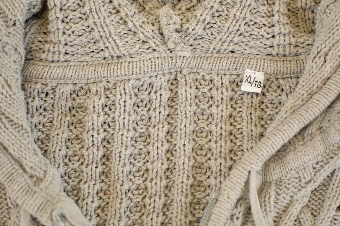 Vintage 1990s Hooded Cable Knit Cardigan Sweater Womens S  Preppy Knit Cardigan  Fancy Knit Vintage Cardigan