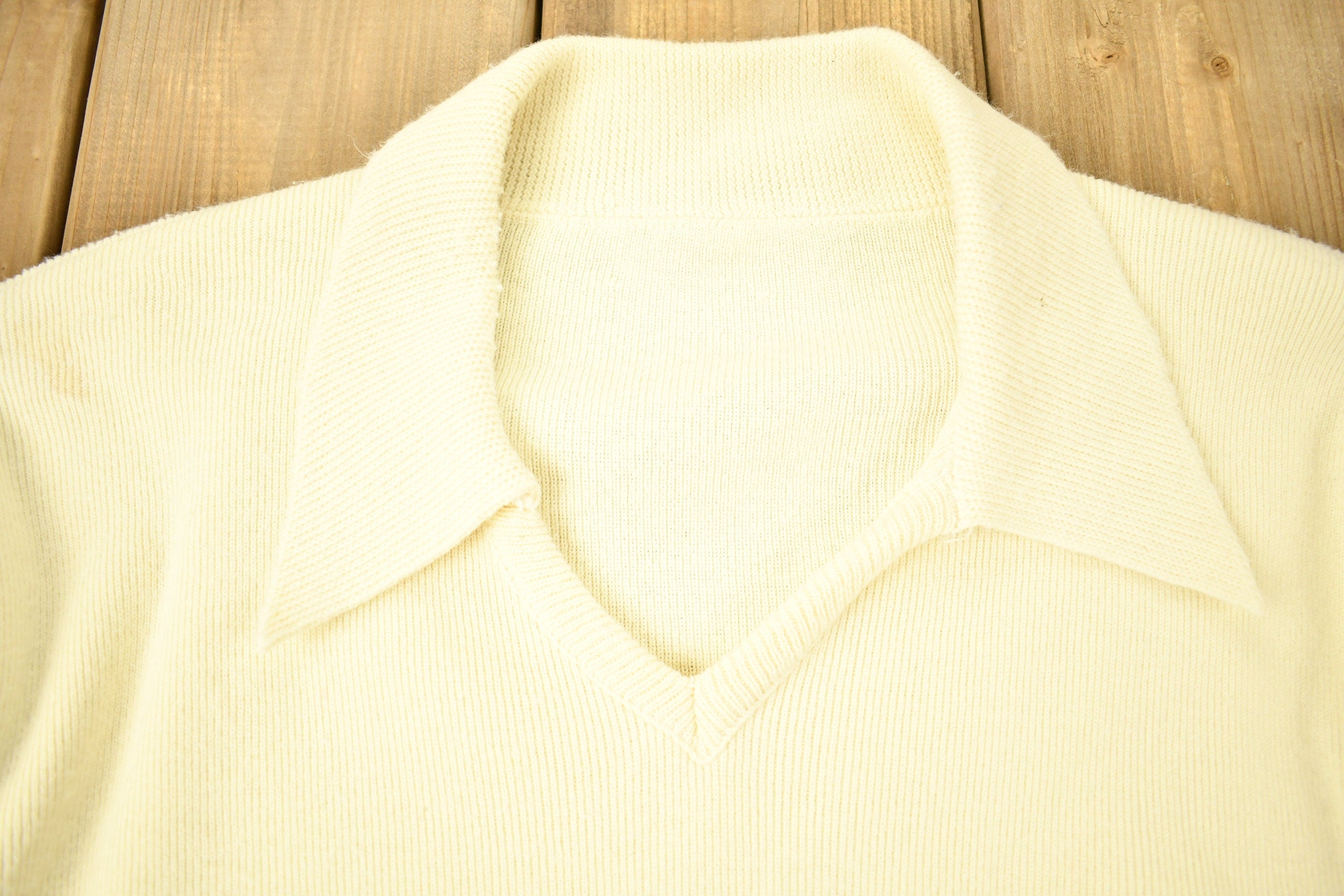 Vintage 1970s Knitted V-Neck Color Block Sweater