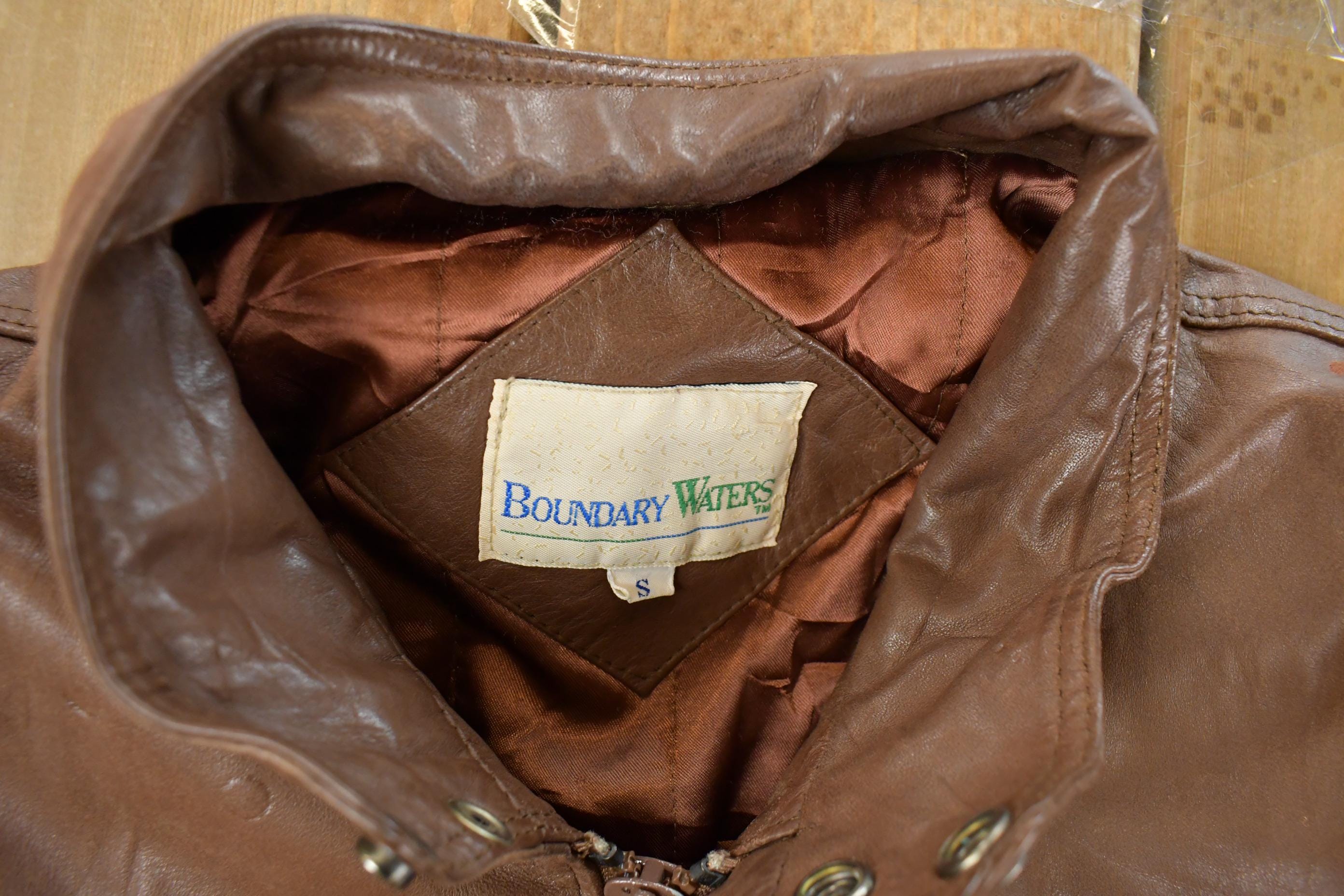 Vintage 1990s Boundary Waters Leather Jacket Men's Small