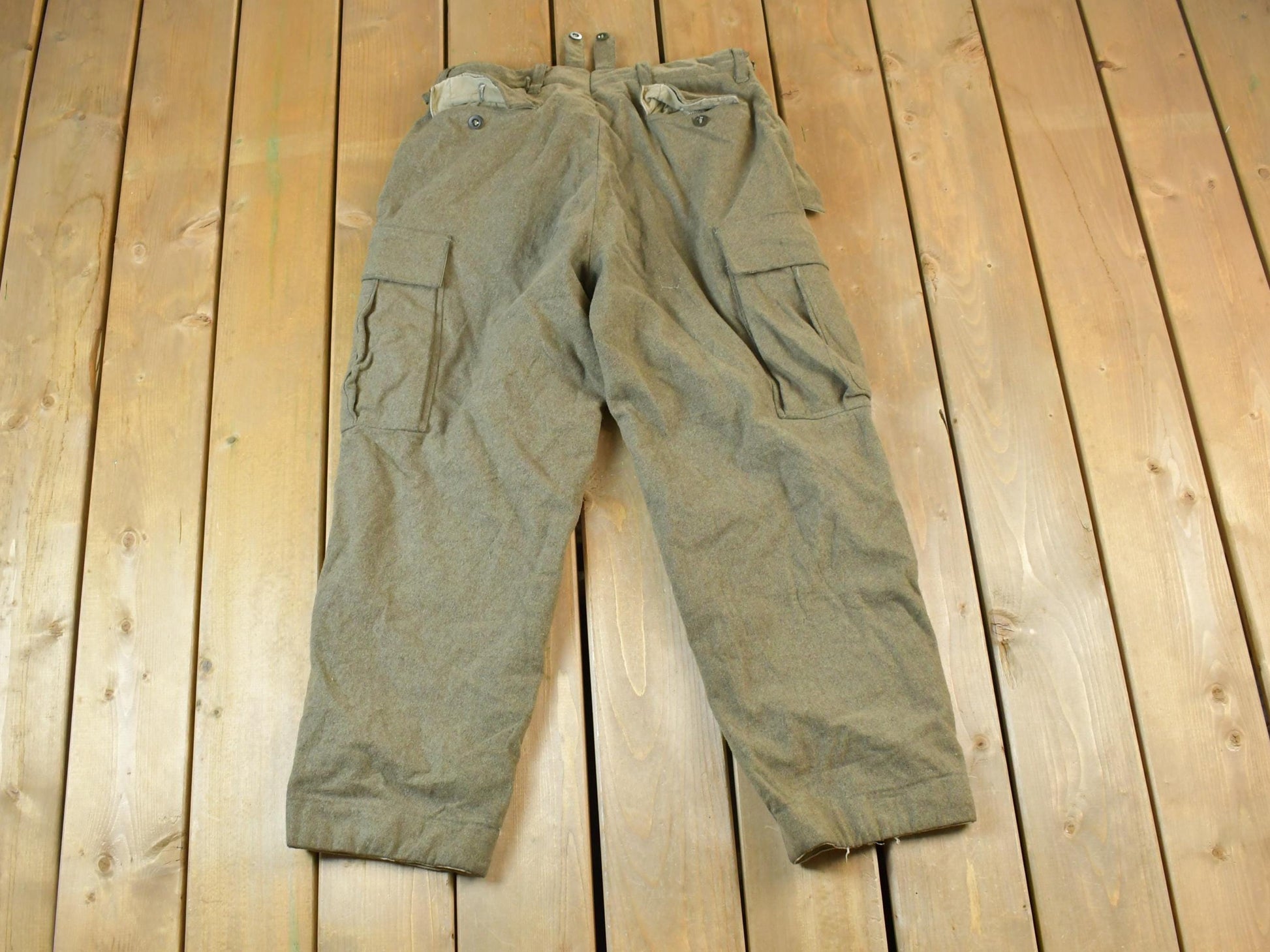 Vintage 1960s Military Wool Cargo Pocket Pants Size 30 x 30