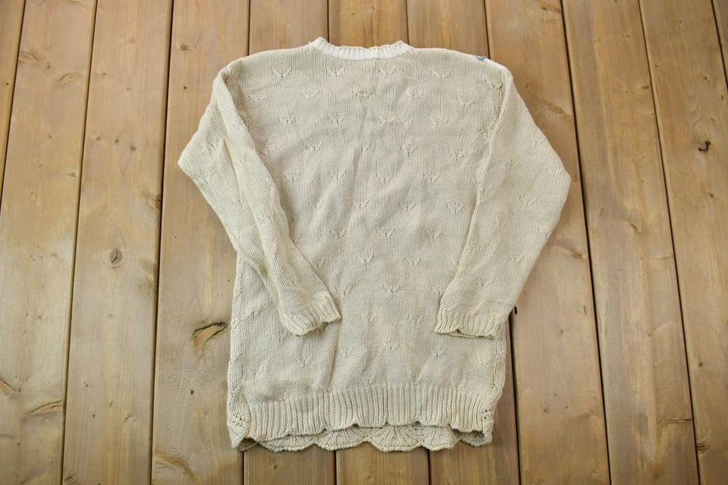 Vintage 1990s Chaus Petites Floral Knit Crewneck Sweater