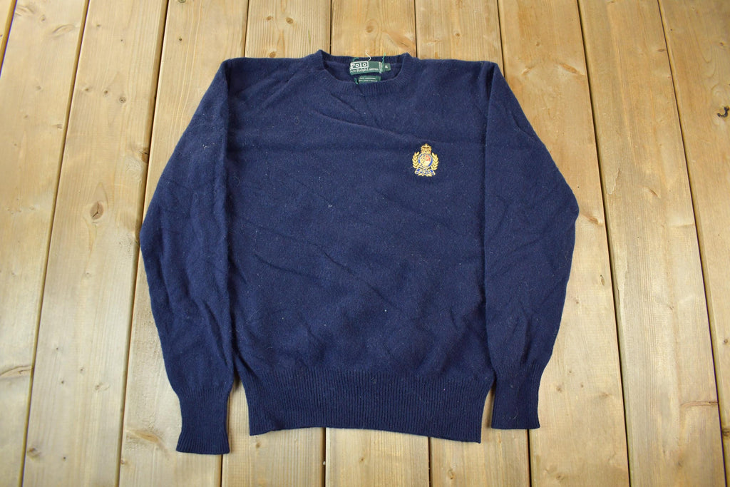 Vintage 1990s Polo By Ralph Lauren Lambswool Knit V Neck Sweater Youth XL