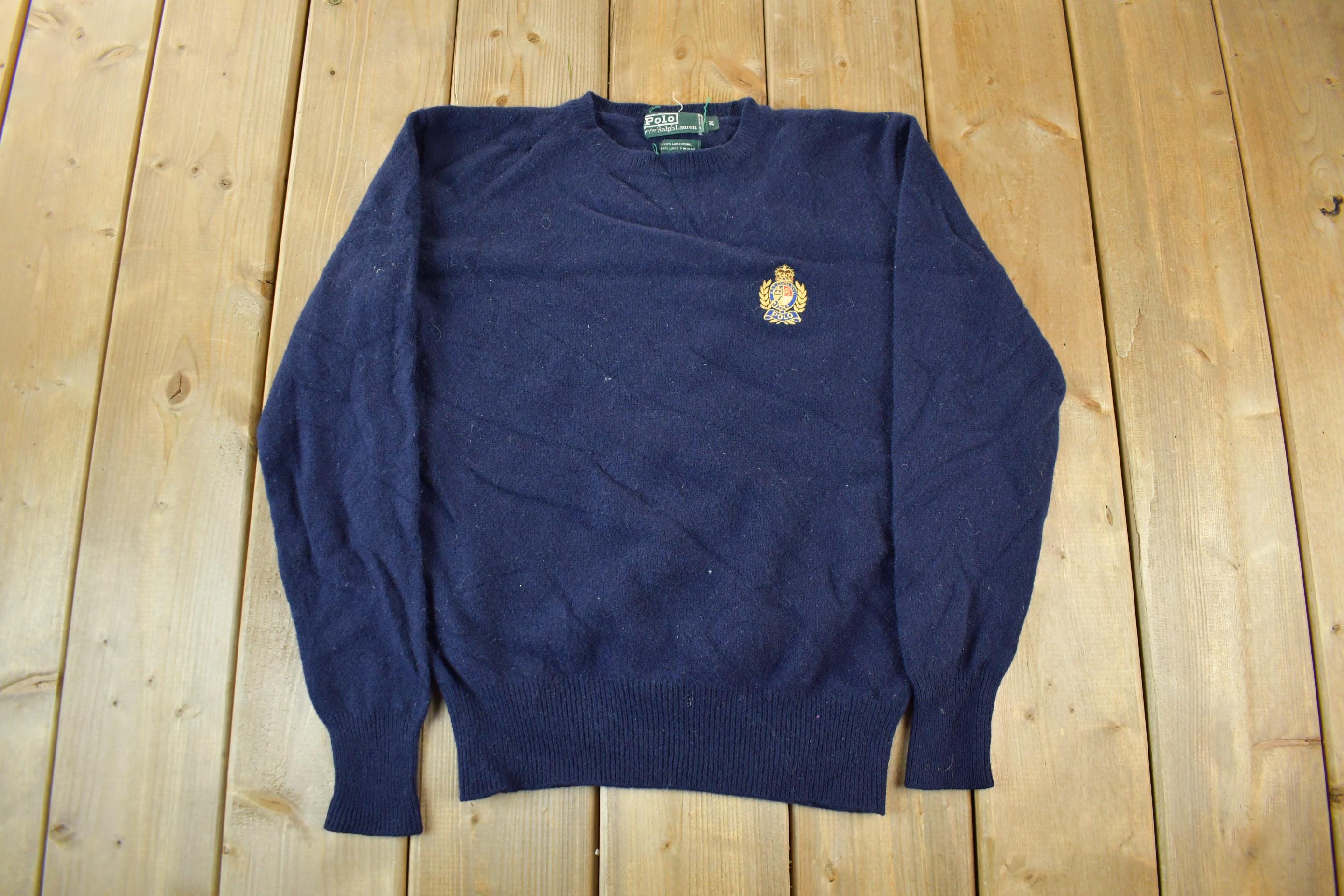 Vintage 1990s Polo By Ralph Lauren Lambswool Knit V Neck Sweater Youth XL