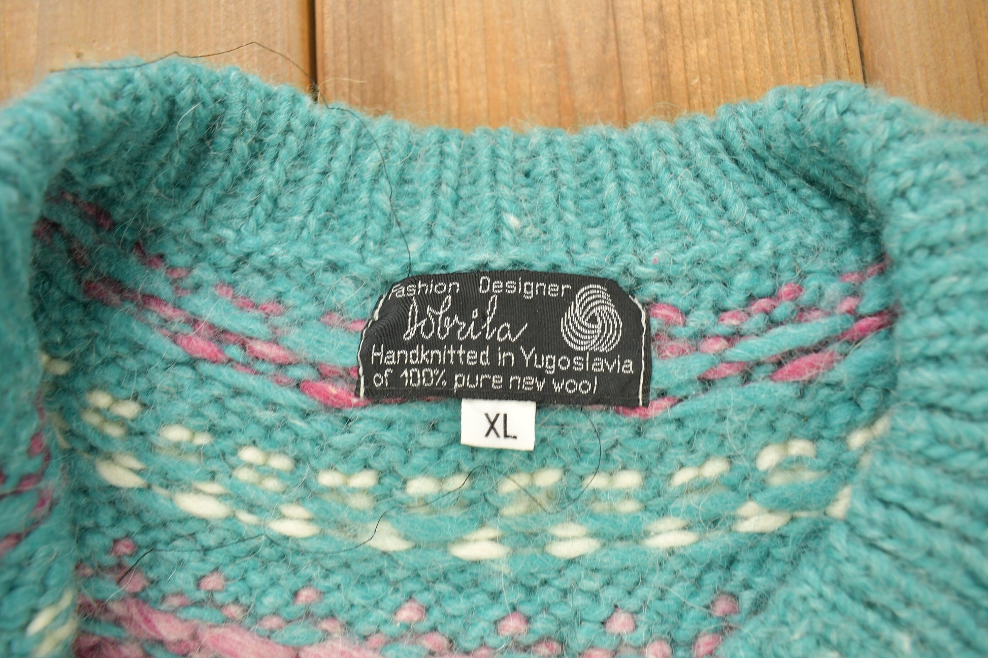 Vintage 1980s 100% Wool Hand Knit Women's Sweater