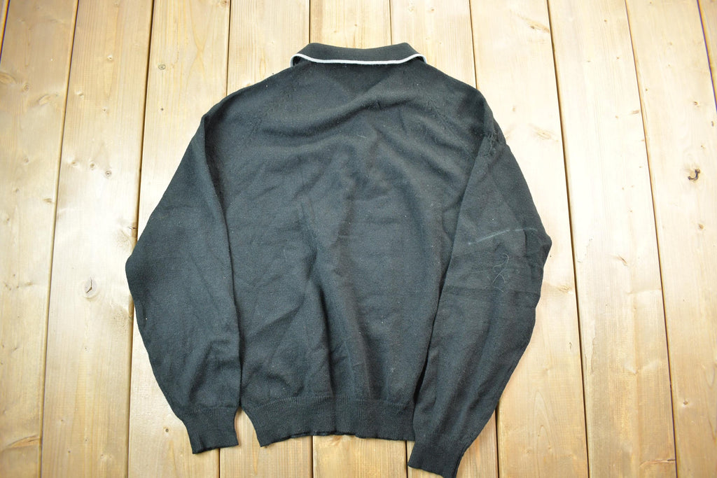 Vintage 1980s Black 3 Button Striped Pocket Collared Shirt