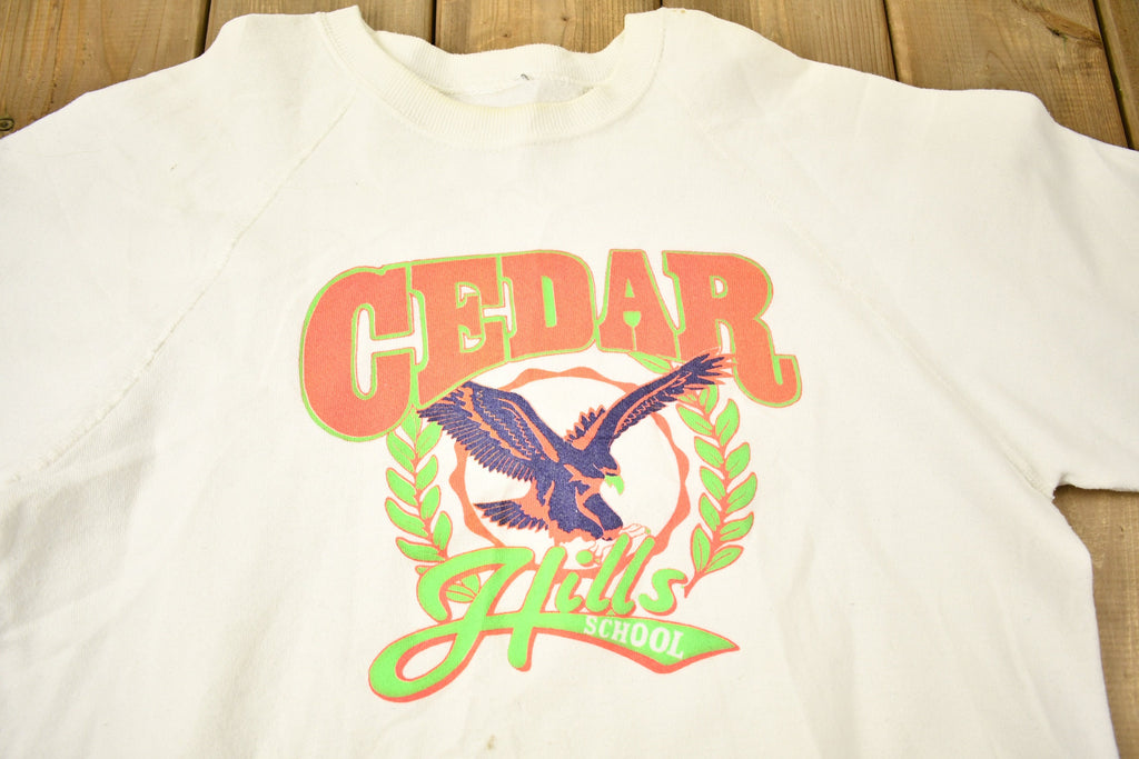 Vintage 1980s Cedar Hills School Raglan Crewneck Sweatshirt