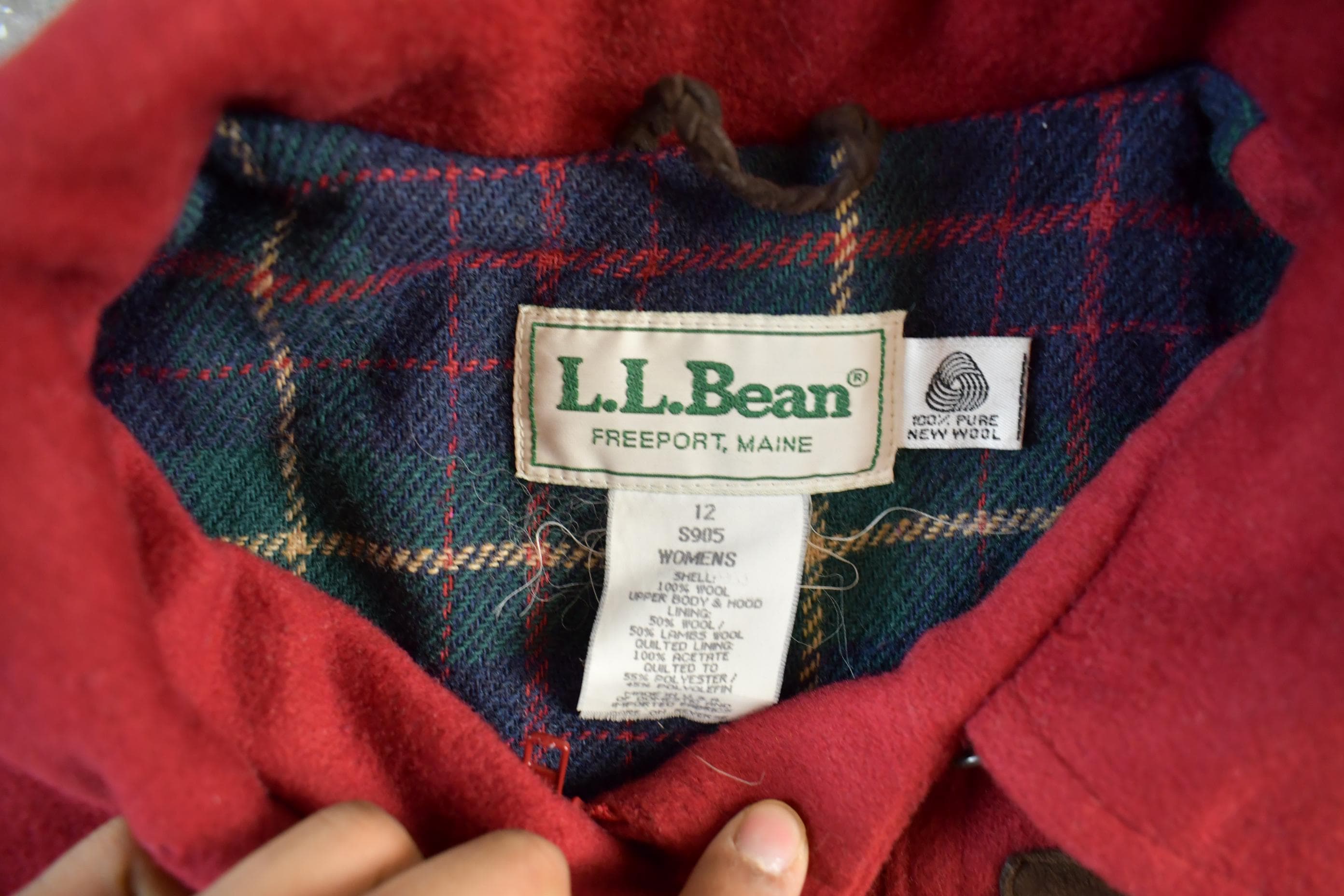 Vintage 90s LL Bean Wool Duffle Coat - Made In USA - Women's Size 12