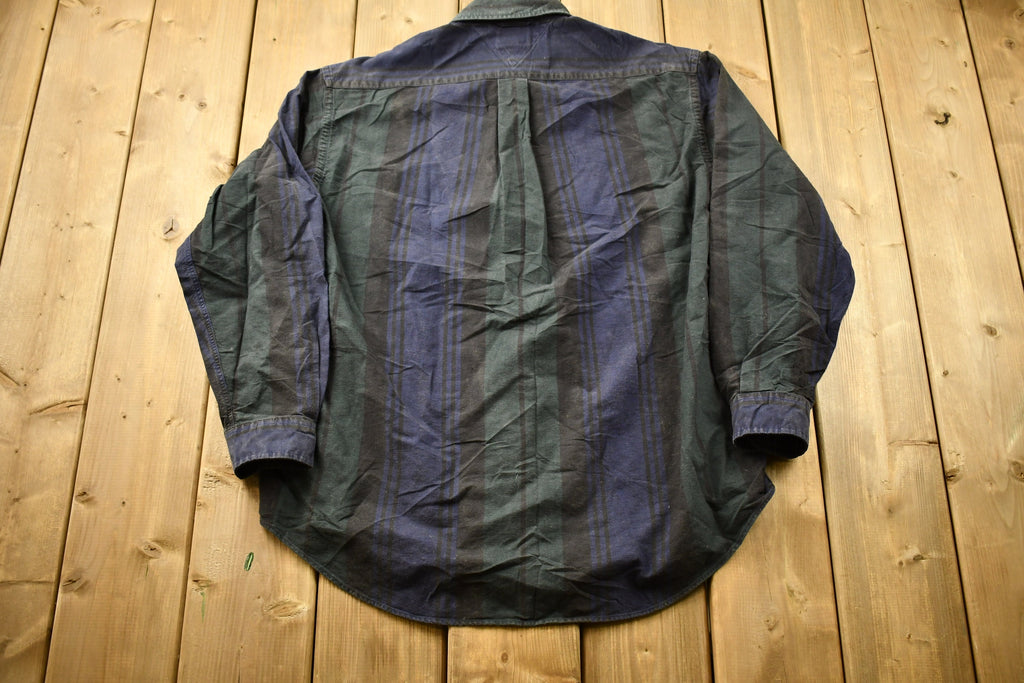 Vintage 1990s Tommy Hilfiger Crest Logo Striped Button Up Shirt