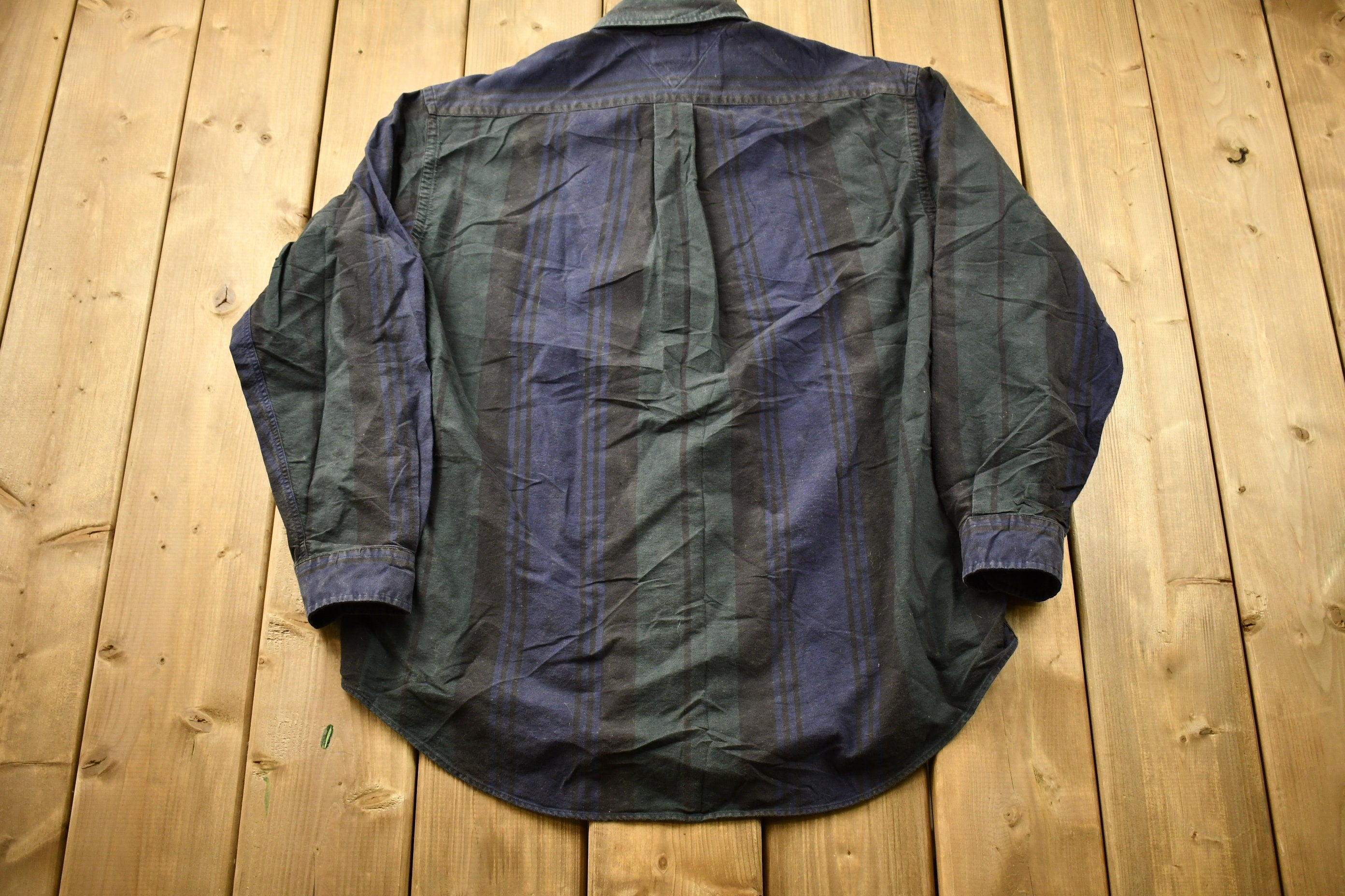 Vintage 1990s Tommy Hilfiger Crest Logo Striped Button Up Shirt