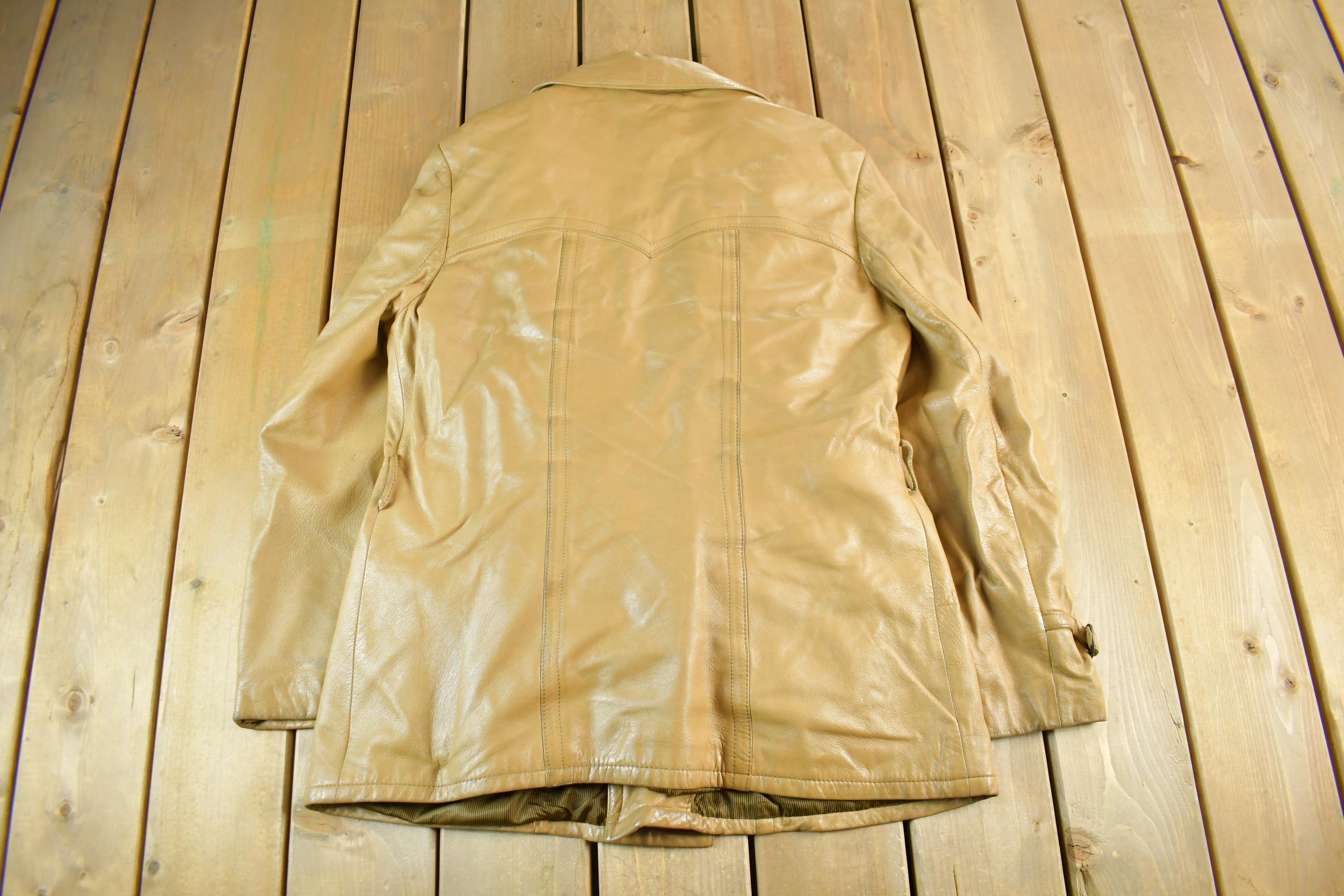 Vintage 1980s Brown Sherpa Lined Leather Jacket Women's Large