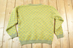Vintage 1980s Krizia Knit Abstract Pattern 100% Merino Wool Crewneck Sweater Mens S