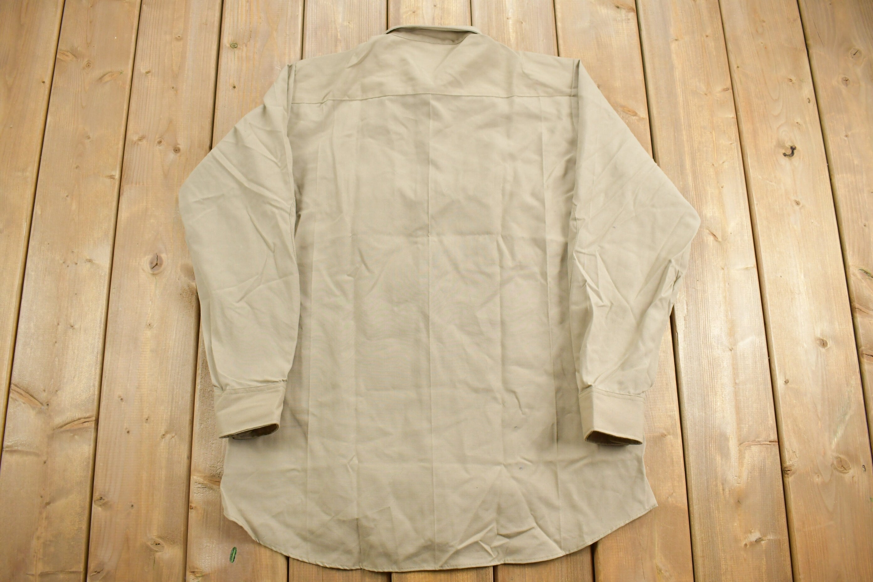Vintage 1980s Khaki Uniform Button Up Shirt