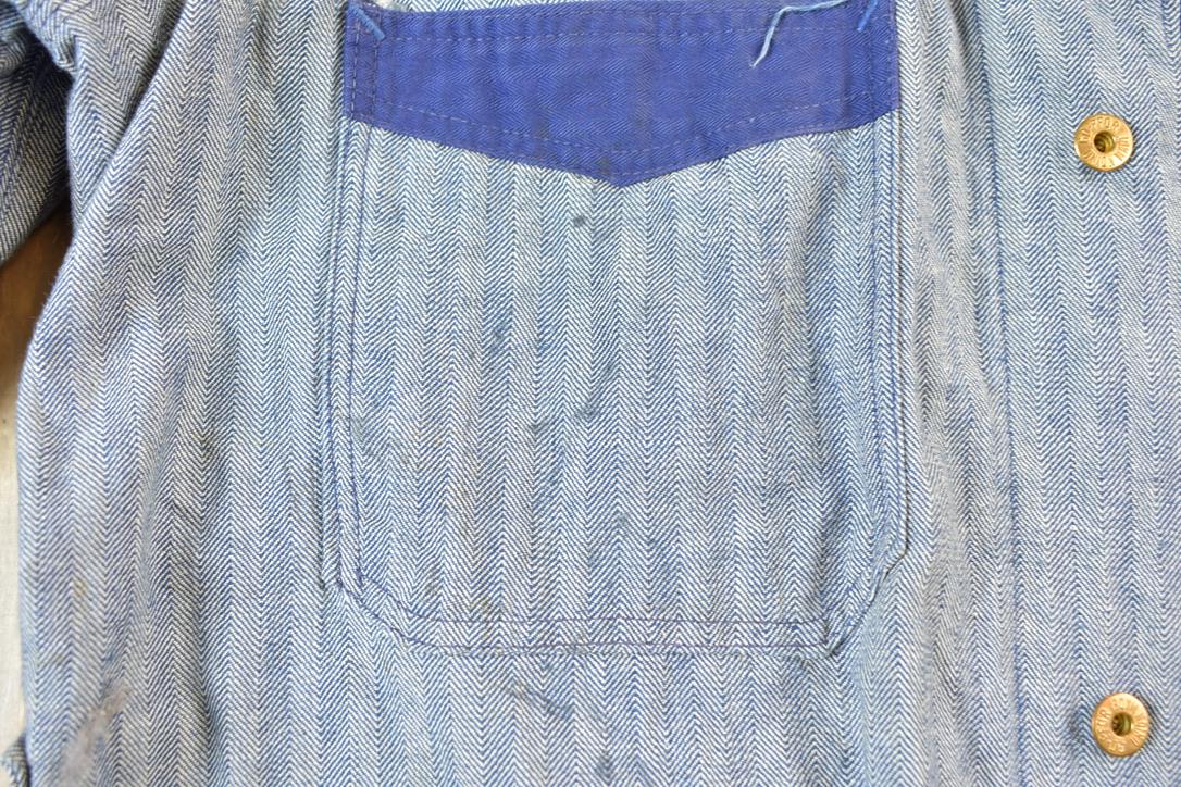 Vintage 1940s 4 Pocket Shop Coat Johnson & Co Go-Pfor 48 Herringbone