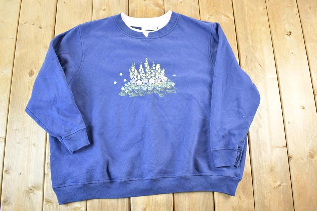 Vintage 1990s Extra Shenanigans Floral Double Collar Crewneck Sweatshirt Womens XXXL /