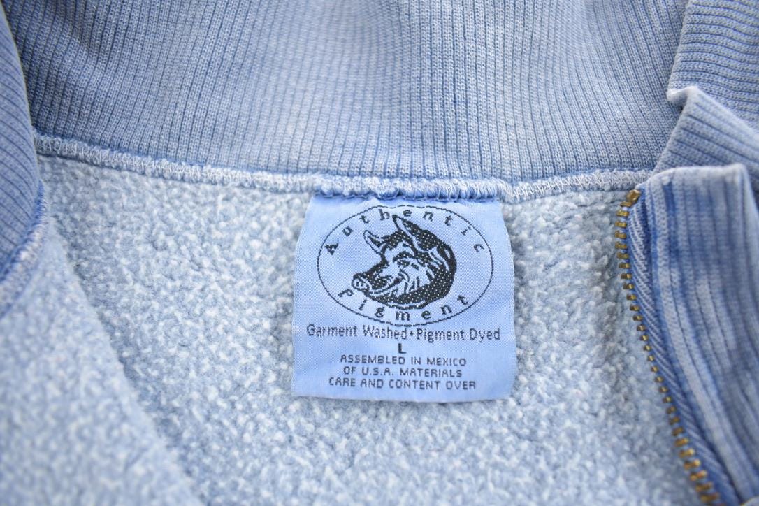 Vintage 1990s Video Plus Embroidered Quarter Zip Sweatshirt Made In USA