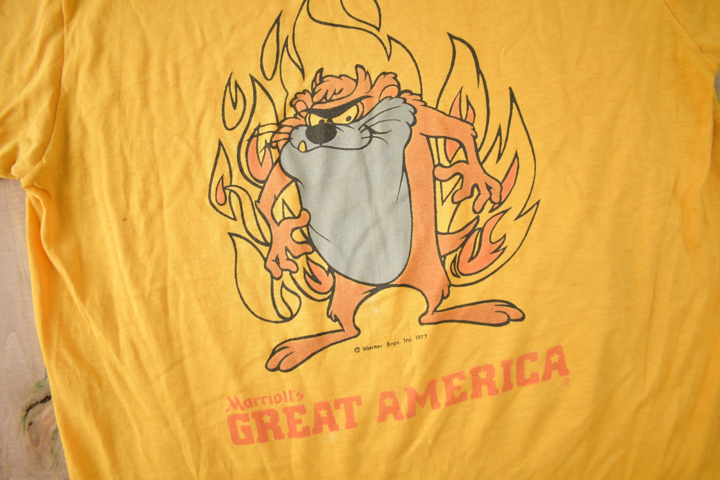 Vintage 1977 Tasmanian Devil Marriotts Great America Single Stitch Graphic T Shirt Made In USA