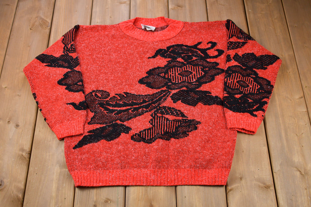 Vintage 1990s Alicia Made In USA Floral Knitted Sweater