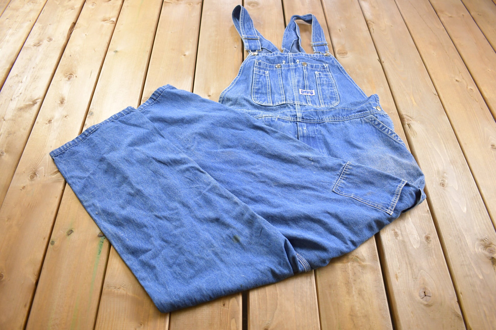 Vintage 1970s Big Smith Blue Denim Jean Overalls Size 38 x 30