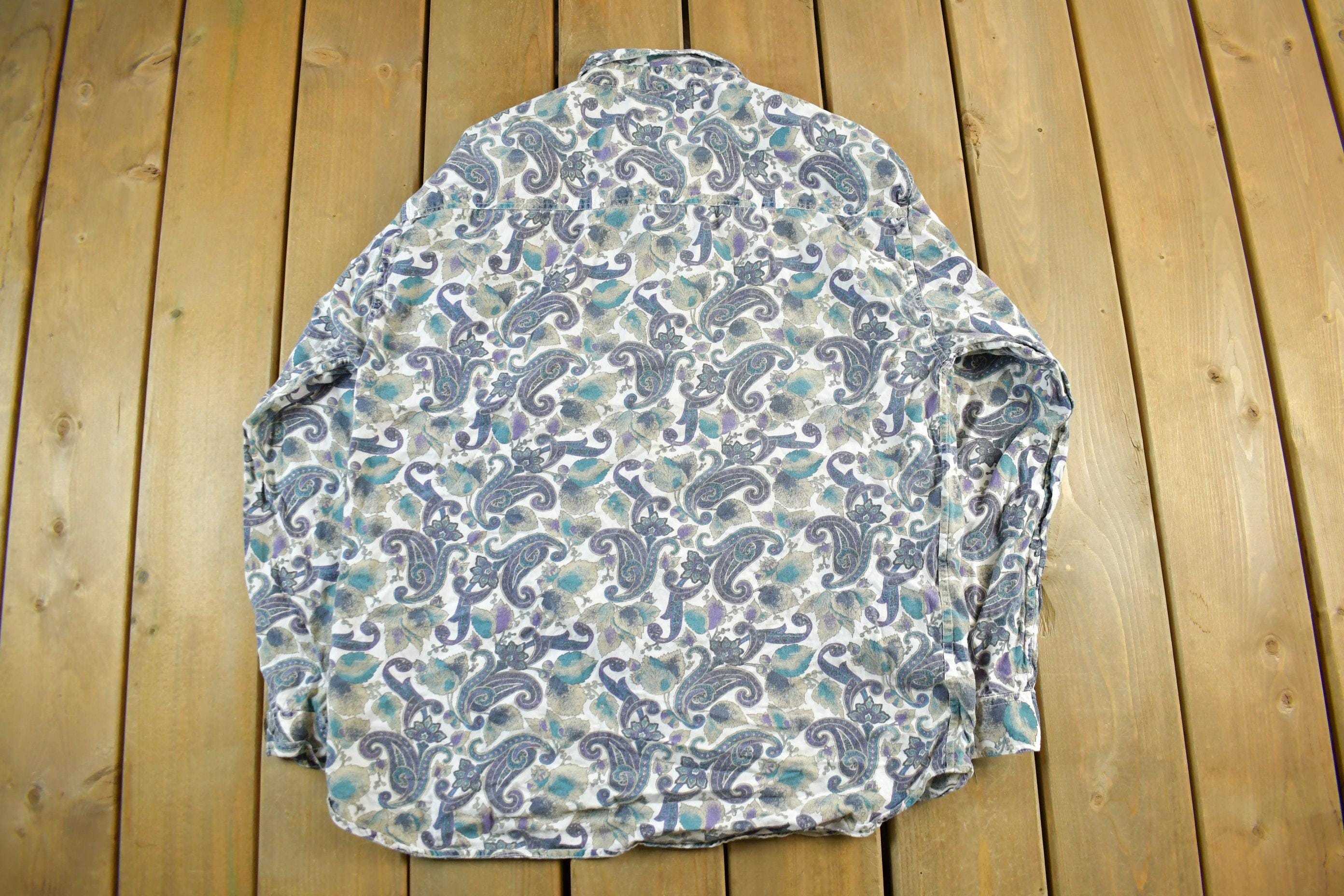 Vintage 1990s Pier Connection Paisley All Over Print Button Up Shirt Mens XL