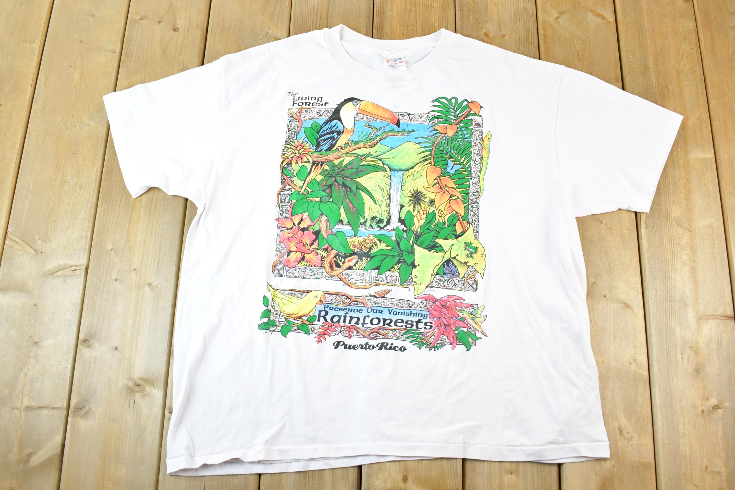 Vintage 1990s Preserve Our Rainforest Toucan Souvenir T-Shirt Mens XL