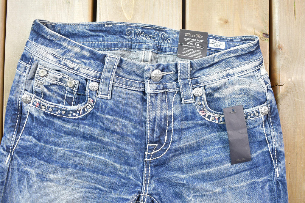 Vintage Y2K Miss Me Bedazzled Mid Rise Jeans Size 26x31