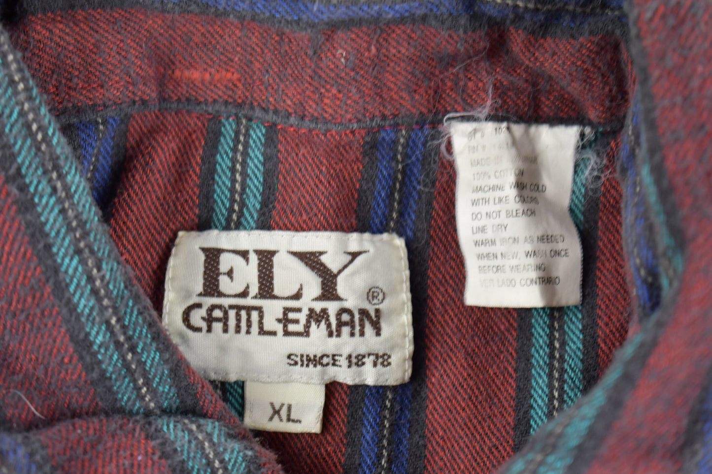 Vintage 1980s Ely Cattleman Western Button Up Shirt / 80s Button Up / Vintage Flannel / Basic Button Up / Stripe Shirt / Cowboy / Rodeo