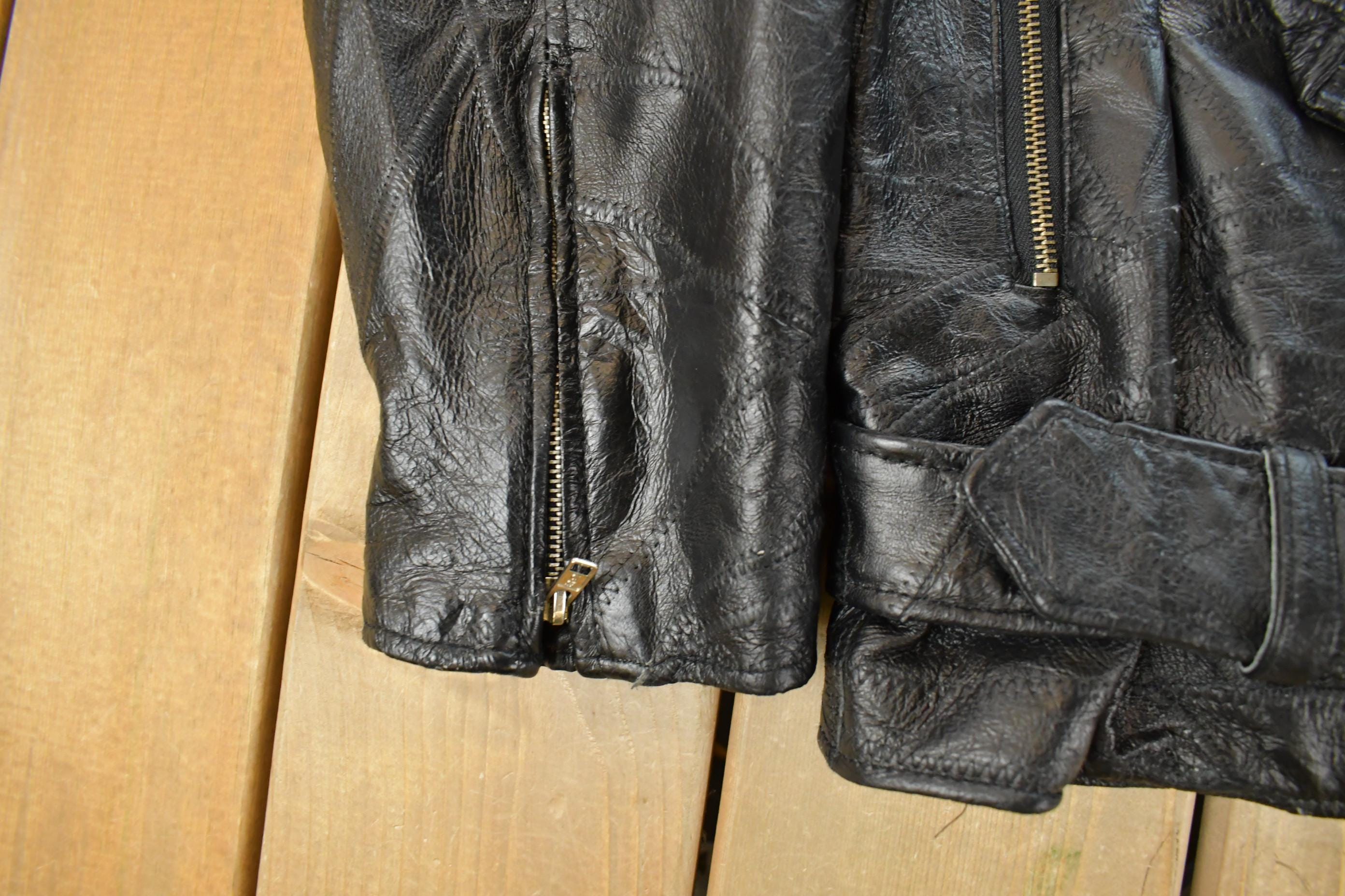 Vintage 1990s USA Biker Motorcycle Leather Jacket Men's Large